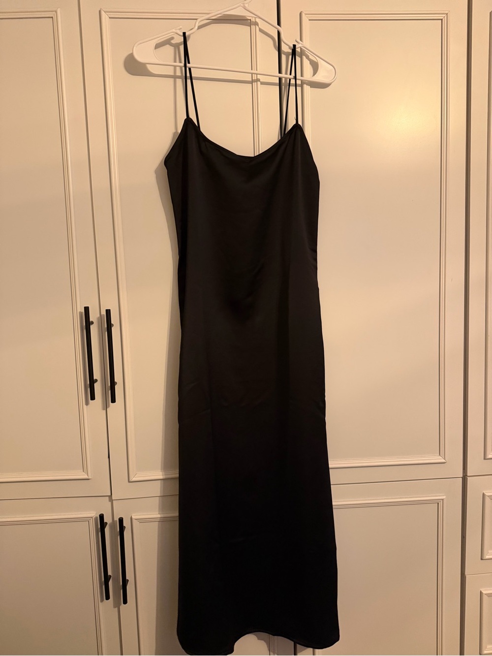 Calvin Klein Classic Black Slip Dress with Spaghetti Straps